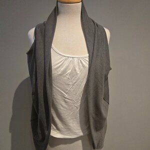 HeartSOUL Women’s Layered Open Front Cardigan & Tank Set | Size XL | Charcoal &